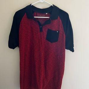 Red and Black Guess Men’s Polo XL